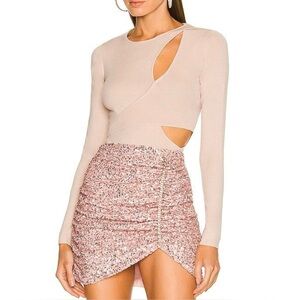 Revolve ASTR The Label Pierson Sweater Bodysuit Nude Cutout Long Sleeve Medium